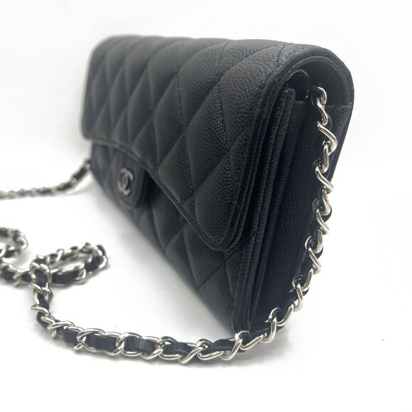 Authentic CHANEL CC Classic Caviar Flap Wallet on Chain Shoulder Crossbody Black - Picture 7 of 16